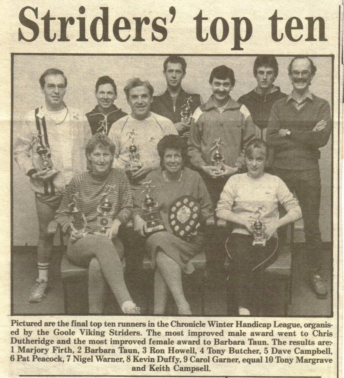 An early newspaper cutting featuring Goole Viking Striders runners
