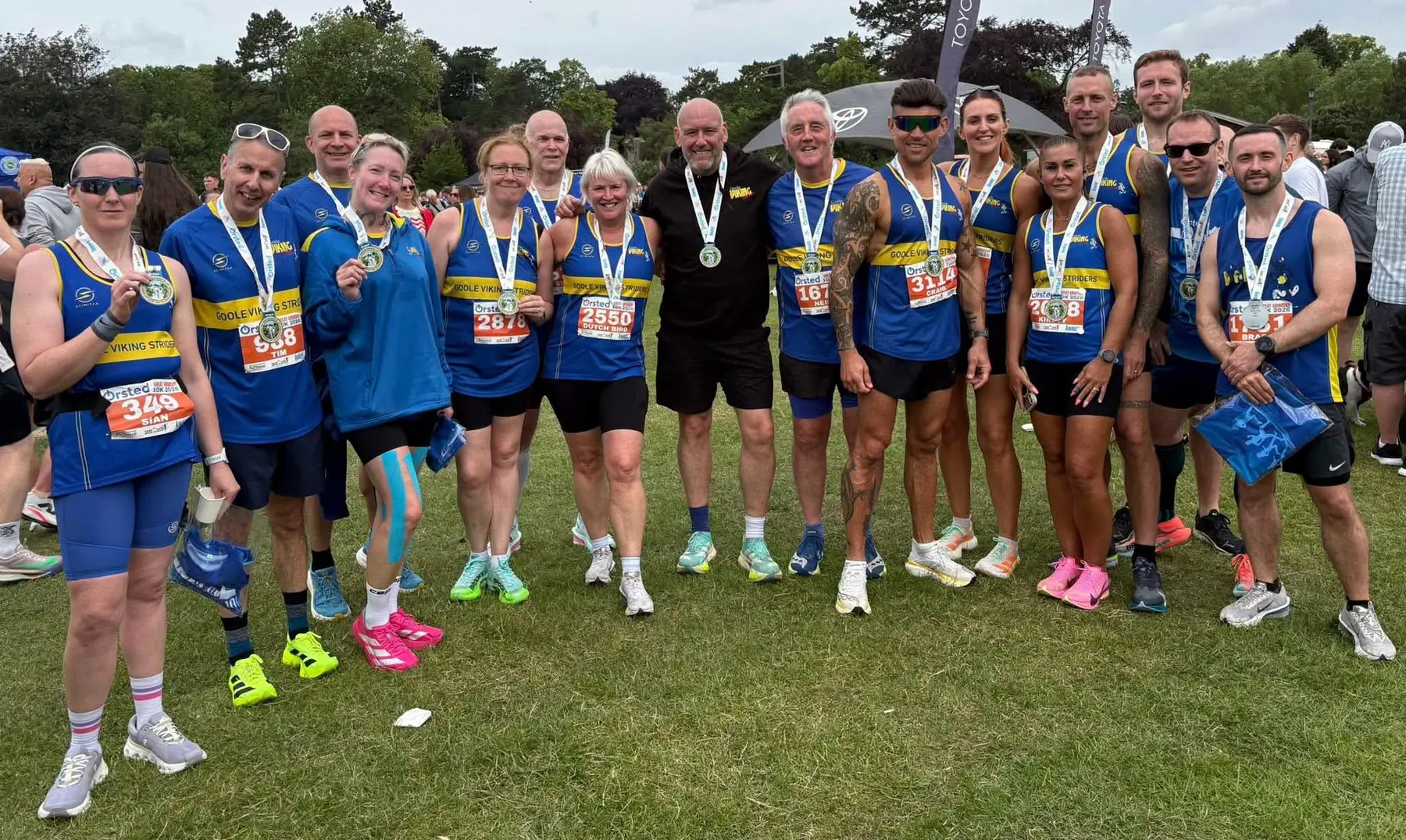 Goole Viking Striders celebrating together at a recent race